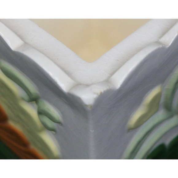 Vtg 1967 Hand Painted Ceramic Canister 6 pc Set Scalloped Edge Bird Fruit Flower - Picture 8 of 15